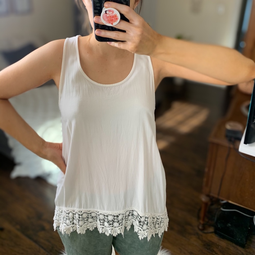 Forever 21 White Crochet Tank Top - Small